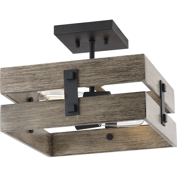 Progress Lighting Hemsworth Collection Black Two-Light 13-1/2" Semi-Flush Mount P350172-031 - main